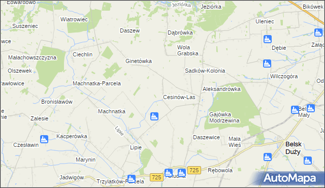 mapa Cesinów-Las, Cesinów-Las na mapie Targeo