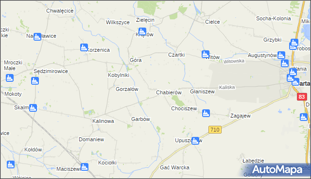 mapa Chabierów, Chabierów na mapie Targeo