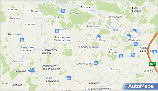 mapa Chądzyny-Kuski, Chądzyny-Kuski na mapie Targeo