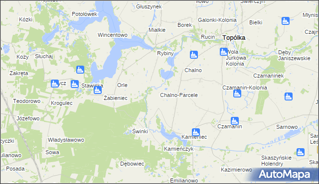 mapa Chalno-Parcele, Chalno-Parcele na mapie Targeo