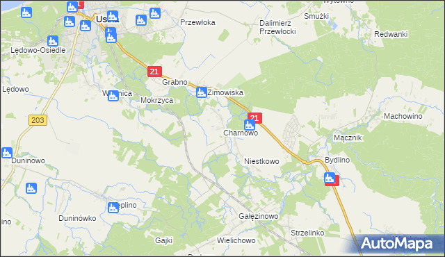 mapa Charnowo gmina Ustka, Charnowo gmina Ustka na mapie Targeo