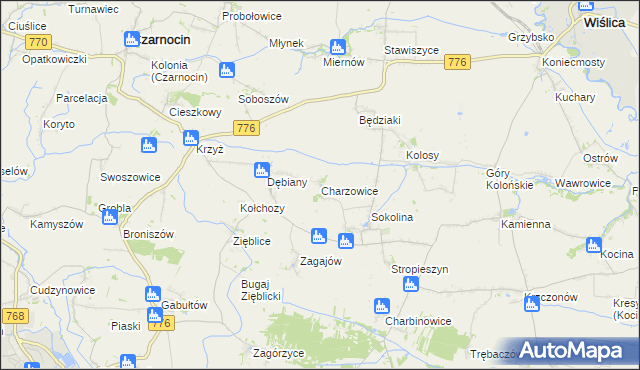 mapa Charzowice, Charzowice na mapie Targeo