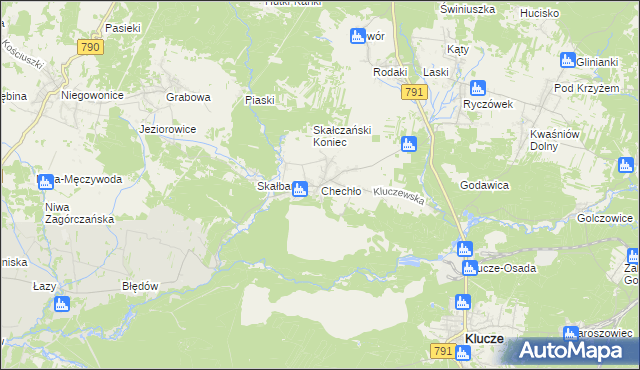 mapa Chechło gmina Klucze, Chechło gmina Klucze na mapie Targeo