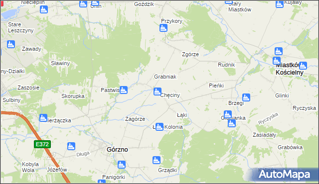 mapa Chęciny gmina Górzno, Chęciny gmina Górzno na mapie Targeo