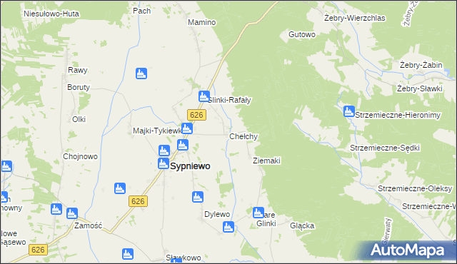 mapa Chełchy gmina Sypniewo, Chełchy gmina Sypniewo na mapie Targeo