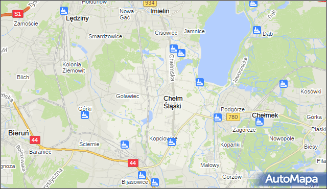 mapa Chełm Śląski, Chełm Śląski na mapie Targeo