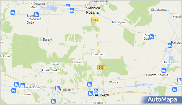 mapa Chełmiec gmina Kraśniczyn, Chełmiec gmina Kraśniczyn na mapie Targeo
