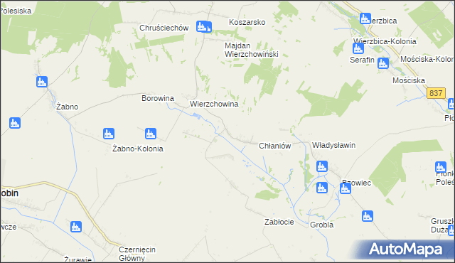 mapa Chłaniów-Kolonia, Chłaniów-Kolonia na mapie Targeo