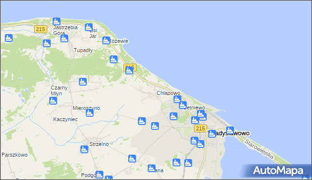 mapa Chłapowo gmina Władysławowo, Chłapowo gmina Władysławowo na mapie Targeo