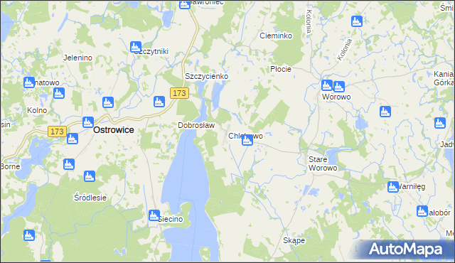 mapa Chlebowo gmina Ostrowice, Chlebowo gmina Ostrowice na mapie Targeo