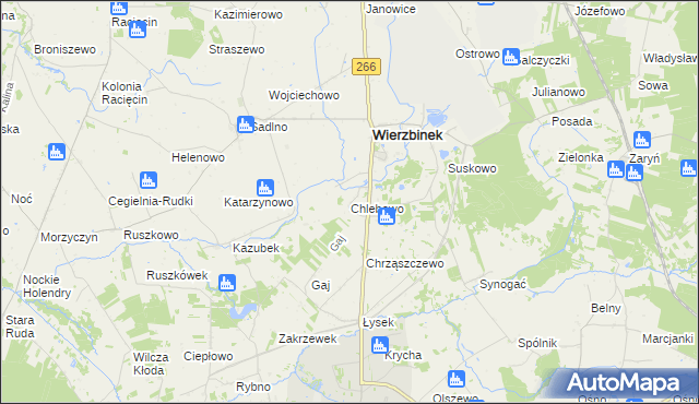 mapa Chlebowo gmina Wierzbinek, Chlebowo gmina Wierzbinek na mapie Targeo