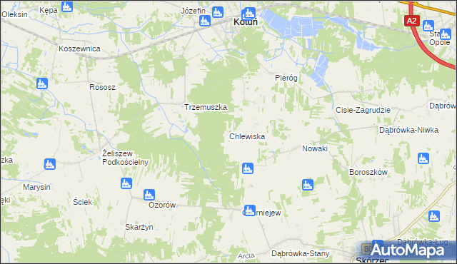 mapa Chlewiska gmina Kotuń, Chlewiska gmina Kotuń na mapie Targeo