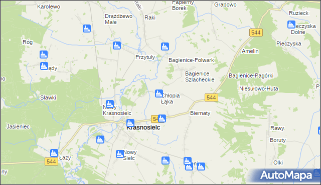 mapa Chłopia Łąka, Chłopia Łąka na mapie Targeo