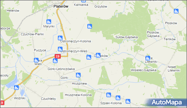 mapa Chłopków gmina Platerów, Chłopków gmina Platerów na mapie Targeo