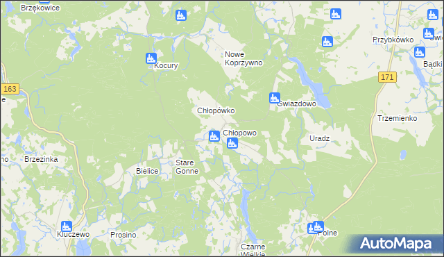 mapa Chłopowo gmina Barwice, Chłopowo gmina Barwice na mapie Targeo
