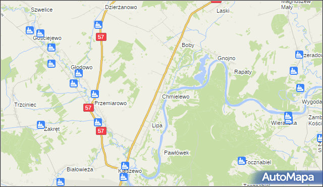 mapa Chmielewo gmina Pułtusk, Chmielewo gmina Pułtusk na mapie Targeo