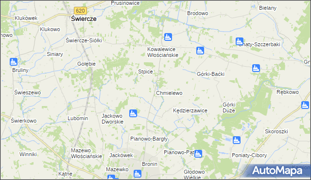 mapa Chmielewo gmina Świercze, Chmielewo gmina Świercze na mapie Targeo