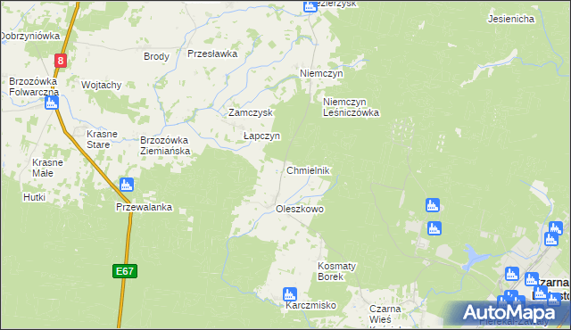 mapa Chmielnik gmina Czarna Białostocka, Chmielnik gmina Czarna Białostocka na mapie Targeo