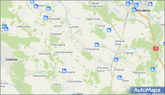 mapa Chmielowice, Chmielowice na mapie Targeo