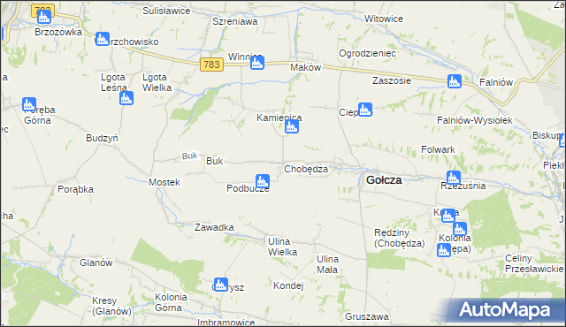 mapa Chobędza, Chobędza na mapie Targeo