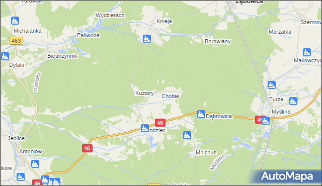 mapa Chobie, Chobie na mapie Targeo