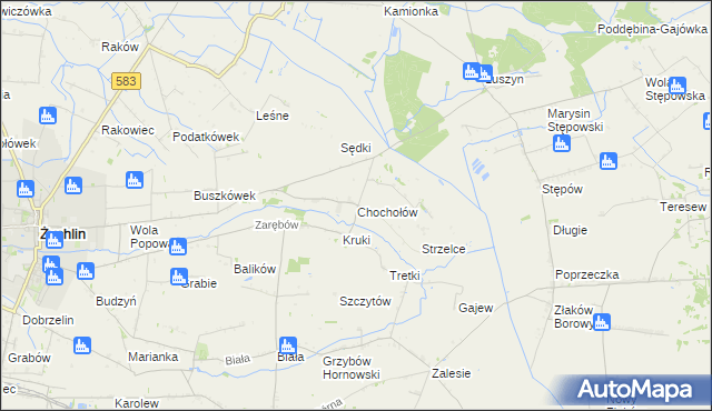 mapa Chochołów gmina Żychlin, Chochołów gmina Żychlin na mapie Targeo