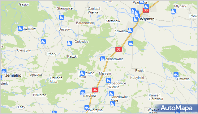 mapa Chocieborowice, Chocieborowice na mapie Targeo