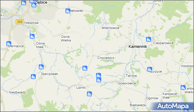 mapa Chociebórz, Chociebórz na mapie Targeo