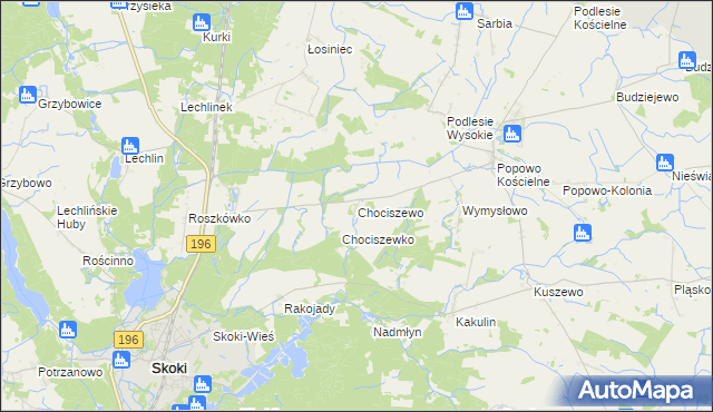 mapa Chociszewo gmina Skoki, Chociszewo gmina Skoki na mapie Targeo