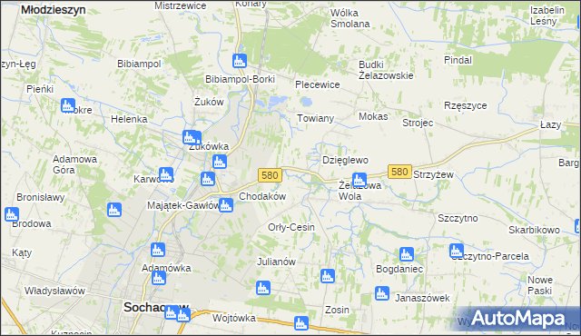 mapa Chodakówek, Chodakówek na mapie Targeo