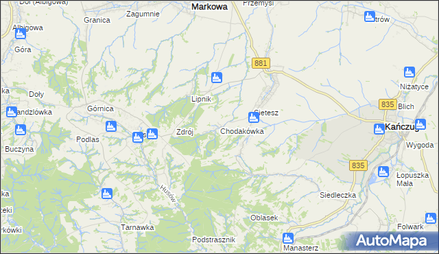 mapa Chodakówka, Chodakówka na mapie Targeo