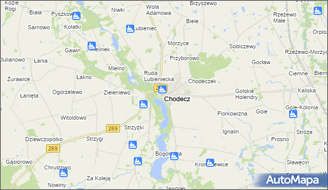 mapa Chodecz powiat włocławski, Chodecz powiat włocławski na mapie Targeo