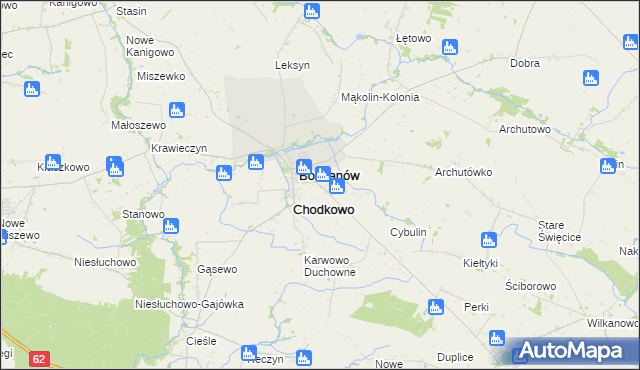 mapa Chodkowo-Działki, Chodkowo-Działki na mapie Targeo