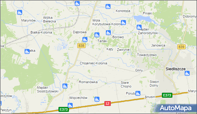 mapa Chojeniec, Chojeniec na mapie Targeo