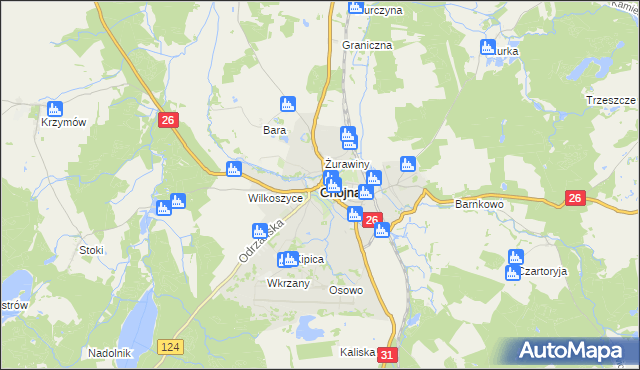 mapa Chojna powiat gryfiński, Chojna powiat gryfiński na mapie Targeo