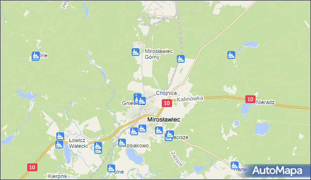 mapa Chojnica gmina Mirosławiec, Chojnica gmina Mirosławiec na mapie Targeo