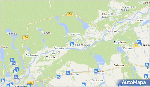 mapa Chojno-Młyn, Chojno-Młyn na mapie Targeo