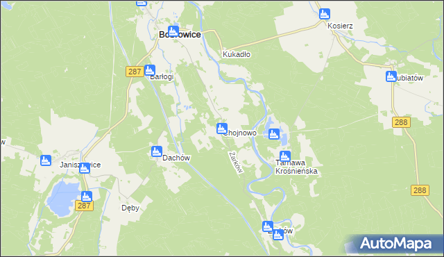 mapa Chojnowo gmina Bobrowice, Chojnowo gmina Bobrowice na mapie Targeo