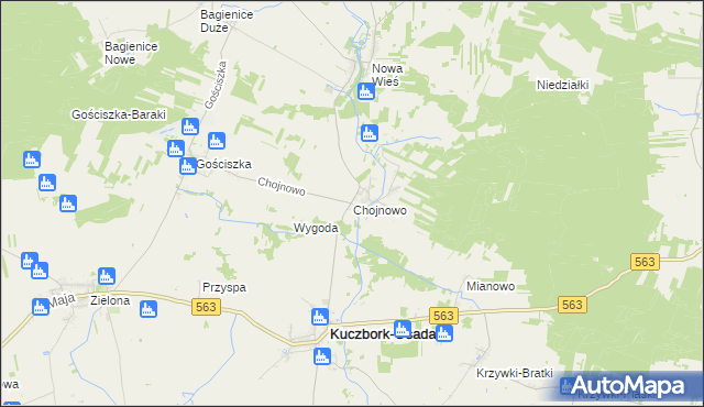 mapa Chojnowo gmina Kuczbork-Osada, Chojnowo gmina Kuczbork-Osada na mapie Targeo