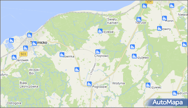 mapa Chojnowo gmina Tolkmicko, Chojnowo gmina Tolkmicko na mapie Targeo