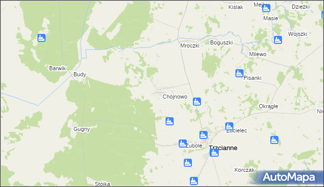 mapa Chojnowo gmina Trzcianne, Chojnowo gmina Trzcianne na mapie Targeo