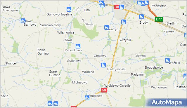 mapa Cholewy gmina Płońsk, Cholewy gmina Płońsk na mapie Targeo