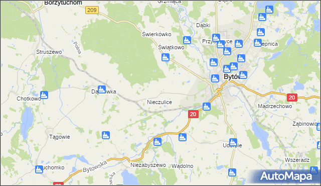 mapa Chomice gmina Bytów, Chomice gmina Bytów na mapie Targeo