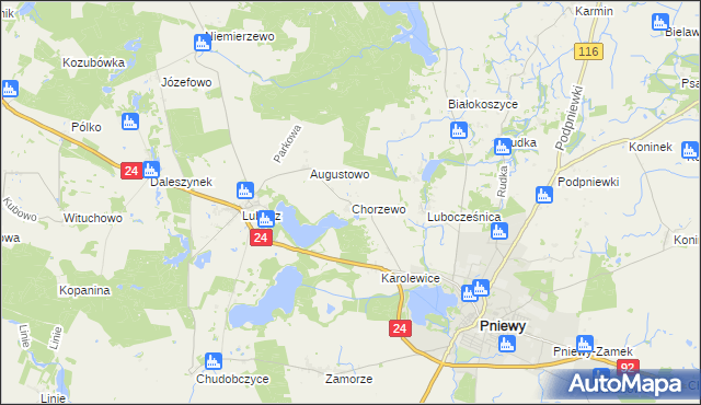 mapa Chorzewo gmina Kwilcz, Chorzewo gmina Kwilcz na mapie Targeo