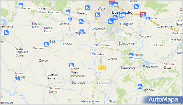 mapa Chotelek, Chotelek na mapie Targeo