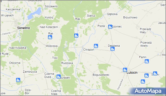 mapa Chrapoń gmina Lutocin, Chrapoń gmina Lutocin na mapie Targeo