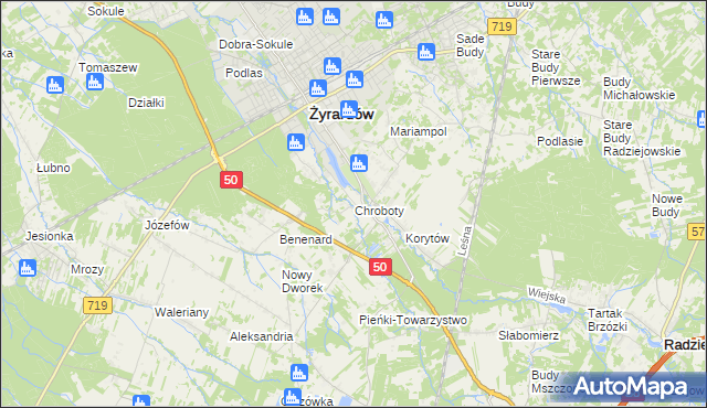 mapa Chroboty, Chroboty na mapie Targeo