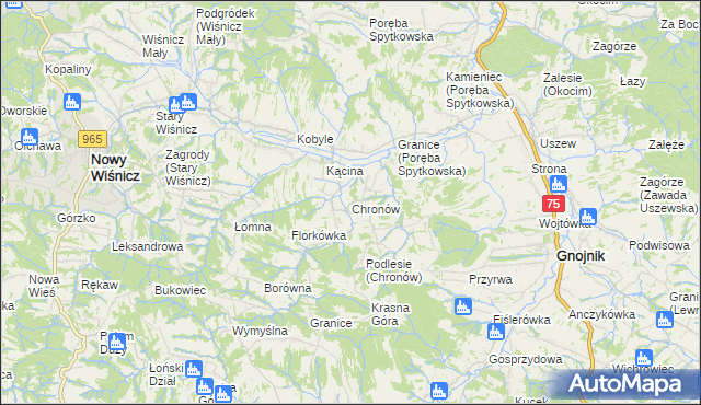 mapa Chronów gmina Nowy Wiśnicz, Chronów gmina Nowy Wiśnicz na mapie Targeo
