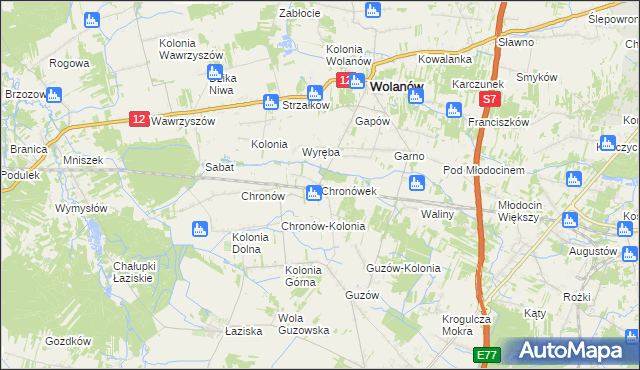 mapa Chronówek, Chronówek na mapie Targeo