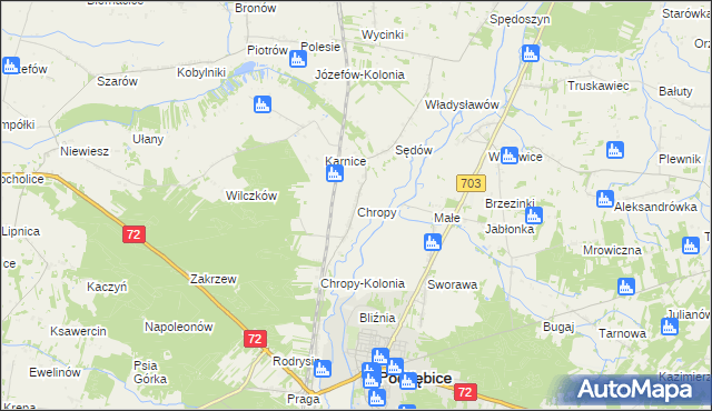 mapa Chropy, Chropy na mapie Targeo